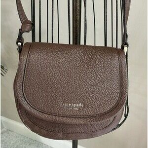 Kate Spade New York Brown Pebbled Leather Saddle Crossbody Handbag EUC